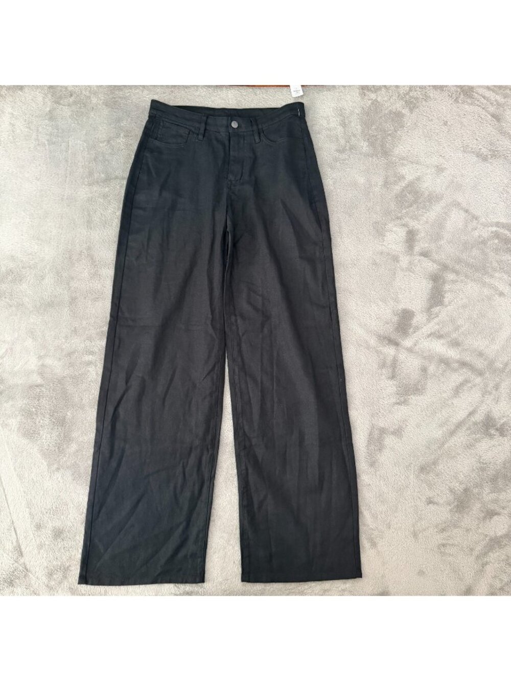 NWT Gap High Rise Wide Leg Linen Cotton Black Pants Womens 4 Long Tall